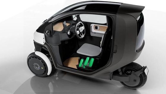 Mini ev car@ Nimbus One A, kasaba seyahatleri için 50mph'ye kadar hız alabilen kompakt, eğimli etrike